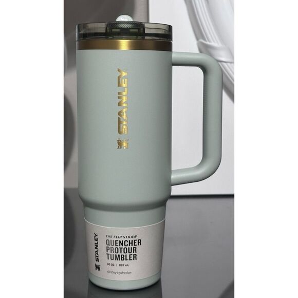 STANLEY QUENCHER PROTOUR FLIP STRAW TUMBLER | 30 OZ, GILDED CELADON - Picture 1 of 4